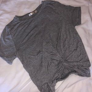 Heart Hips: Gray Knotted Crop Top